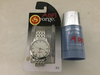 George Wrist Watch & Dolce & Gabbana Deoderant Stick.