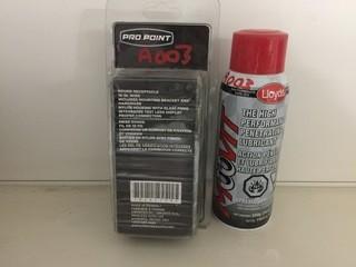 (1) Pro Point Round Receptacle & (1) Penetrating Lubricant.