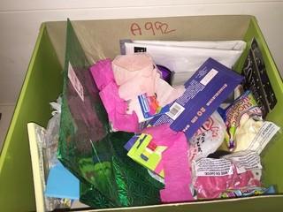 Box of Party Supplies, Including Balloons, Streamers, Etc.