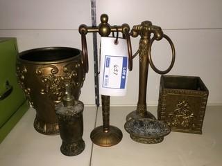 Lot of Bathroom Accessories Including Soap Dispenser, Towel Holders & Waste Basket Etc.