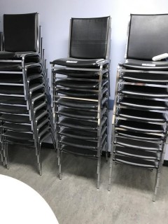 Lot of 10 Leather Stacking Chairs.