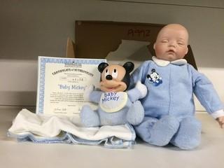 Ashton-Drake Galleries "Baby Mickey" Porcelain Doll.