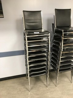 Lot of 10 Leather Stacking Chairs.