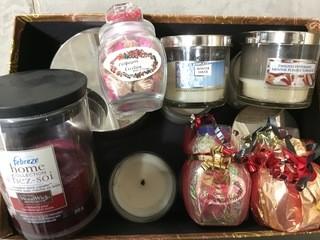 Box of Assorted Candles & Potpourri.