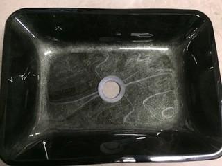 Vigo Glass Vessel Sink, 17 7/8"W x 13"L z 4"H, 1 3/4" Hole Diameter.