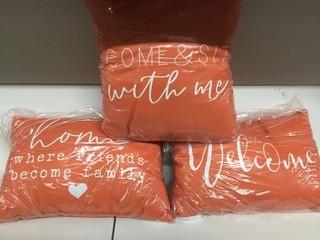 Set of (3) Orange Throw Pillows 