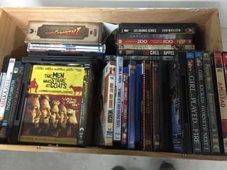 Wood Crate Full of Assorted DVD's & Blu-Ray.