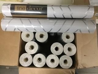 Box of (12) Rolls of Fine Decor Pulse Diamond Silver Wallpaper, 5.2 Square Meters Each Roll.