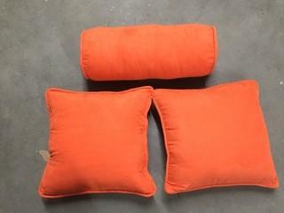 3 Piece Orange Microfiber Throw Cushions.