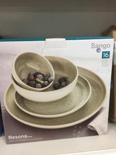 Sango 16 Piece Stoneware Dinner Set.