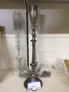 Set of (3) Pewter Taper Candle Holders.