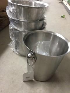 Lot of (4) Stainless Steel Wine Buckets.