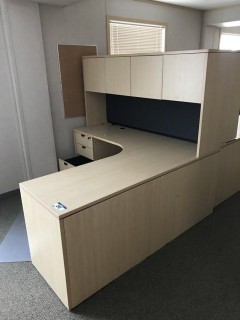 L-Shaped Desk w/ Overhead Hutch.