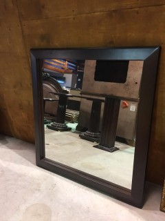 Dark Brown Wood Framed Mirror, 39 1/2" x 41 1/2".