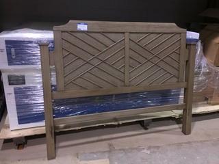 Beige Wood/Wicker Queen Size Headboard ONLY.