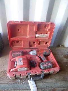 Milwaukee 1/2in Cordless Impact C/w (2) Batteries And Charger