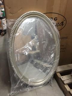 Silver Oval Mirror, 22" (W) x 32"(H).