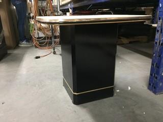 Black End Table with Mirrored Top.