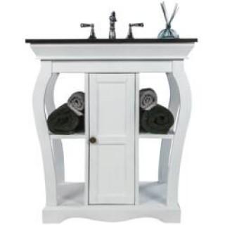 Vinetta Vanity 30" Single Base Vanity, White with Black Granite Top.