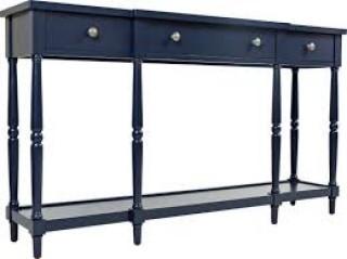 Lanford 60" Solid Wood Console Table, Navy Blue Finish, Opened Box.