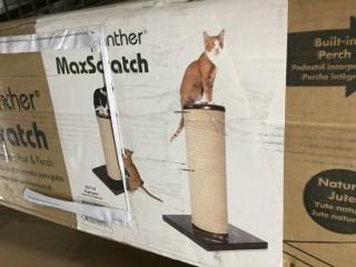 Max Scratch Oversized Cat Scratching Post and Perch, 29" Tall, Black Base.