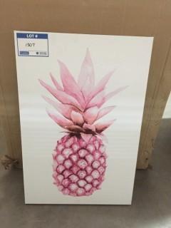 2ft x 16" Canvas Art of Pink Pineapple.