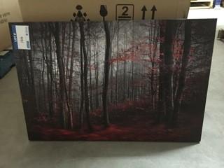 20" x 30" Canvas Photo of a Dark and Red Forest.