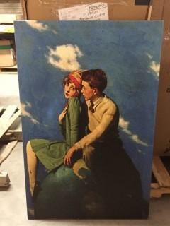 26x40" Canvas Art of Couple Sitting on World.