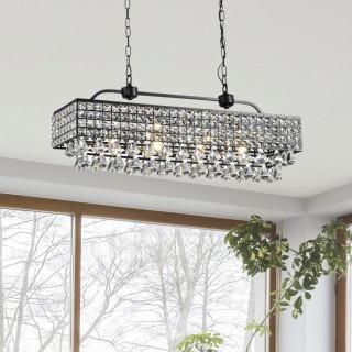 Jolie Antique Black 5 Light Rectangle Crystal Chandelier.