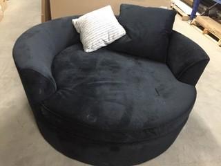 Black Microfiber Nest Chair with (2) Accent Pillows.