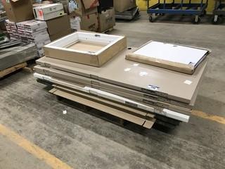Lot of 7 Swinging Fire Doors and Lockout Cabinet.