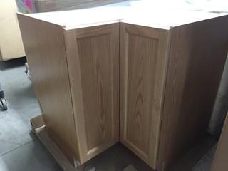 Oak Corner Base Cabinet.