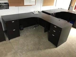 L-Shaped Desk w/ 2 Door Cabinet.