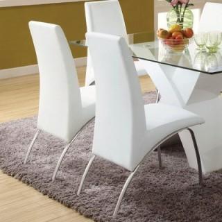 Set of (2) White Side Chairs with Chrome Legs.