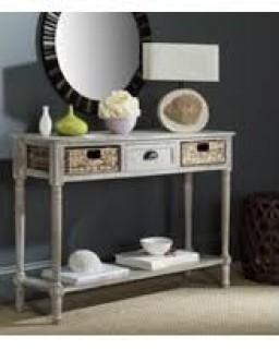 Safavieh Furniture Antique White Console Table.