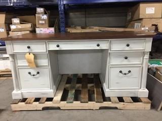 Martin Furniture Rustic Desk, Walnut Top Distressed White Base.