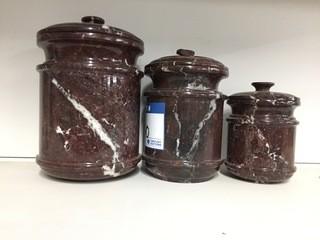 Set of (3) Canisters, Damaged.