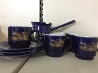 Set of Mini Teacups, Saucers, & Pourer.