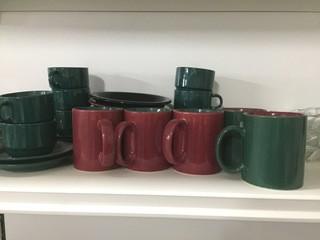 Set of Green/Red Dinnerware.