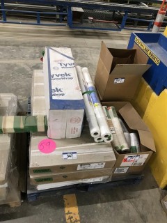Lot of 3 Boxes 4' X 2' Armstrong Drop Ceiling Tiles, 4 Rolls of Water Barrier and Quick Seam Pipe Flashing.