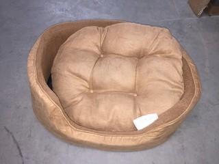 Furhaven Terry & Suede Oval Pet Bed, Medium.