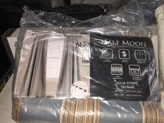 Half Moon Room Darkening Insulated Window Curtains, Julia Stripe, 52"x 84" Each.