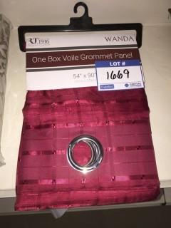 One Box Voile Grommet Panel, 54x90", Cranberry.