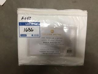 Deluxe Hotel 300 Thread Count Deep Pocket White Full Size Sheet Set.