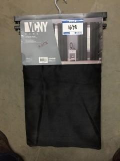 Set of (4) VCNY 38" x 84" Faux Silk Black Grommet Panels.