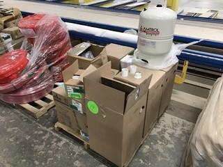 Lot of 4 Water Heater Expansion Tanks and Asst. PVC Fittings.