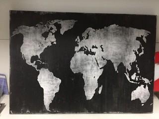 Black & Grey Map Canvas, 26" x 18".