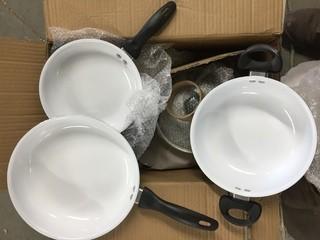 Qty of Assorted Frying Pans, Unused.