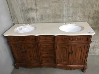 5'x3'x21" 2 Sink Wooden Vanity