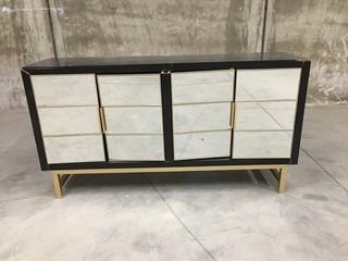 5'x32"x16" Black Mirror Credenza (Requires Repair)